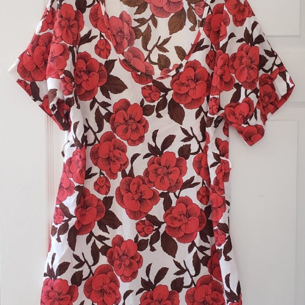 Modcloth Jessy B  White Orange Floral Memory Tunic